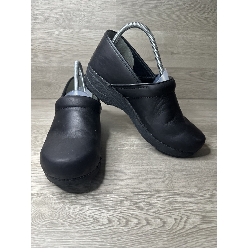 Dansko XP 2.0 Black Leather Slip On Clogs Slip Resistant Work Shoes EU 40 US 9.5
